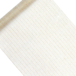 Stribet Organza Stofrulle Hvid/Guld