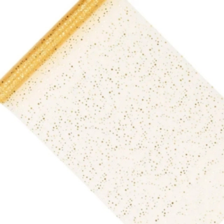 Organza Stofrulle Glitter Guld
