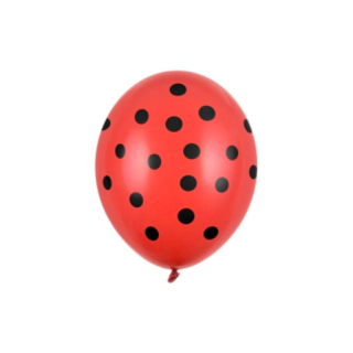 Prikkede Latexballoner Rød/Sort