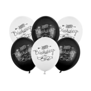 Happy Birthday Latexballoner Sort/Hvid