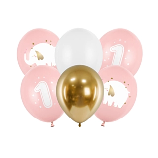 1 Års Fødselsdag Ballon Mix Lyserød