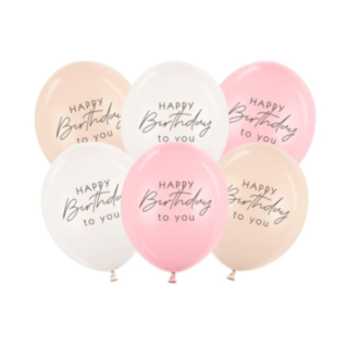 Happy Birthday Latexballoner Lyserød Mix