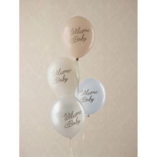 Welcome Baby Latexballoner Lyseblå/Hvid