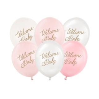 Welcome Baby Latexballoner Lyserød/Hvid