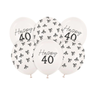 Happy 40 Års Fødselsdag Latexballoner Off-White