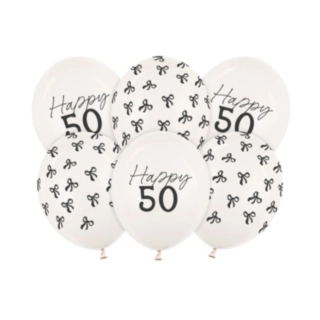 Happy 50 Års Fødselsdag Latexballoner Off-White
