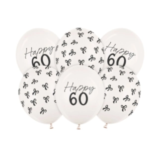 Happy 60 Års Fødselsdag Latexballoner Off-White