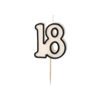 18-Års Kagelys Sort/Hvid