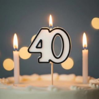 40-Års Kagelys Sort/Hvid