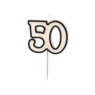 50-Års Kagelys Sort/Hvid