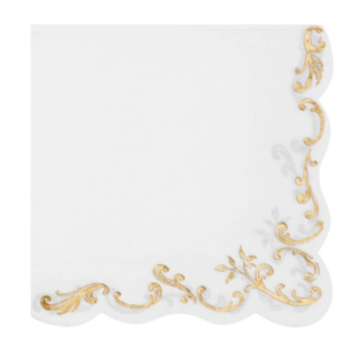Ornament Servietter Guld/Hvid