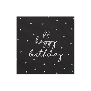 Happy Birthday Servietter Sort