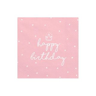Happy Birthday Servietter Lyserød