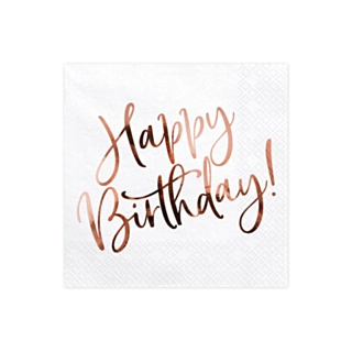 Happy Birthday Servietter Rosaguld