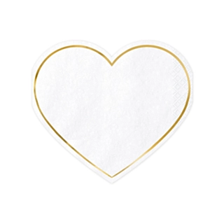 Hjerte Servietter Hvid/Guld