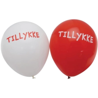 Tillykke Balloner Rød/Hvid