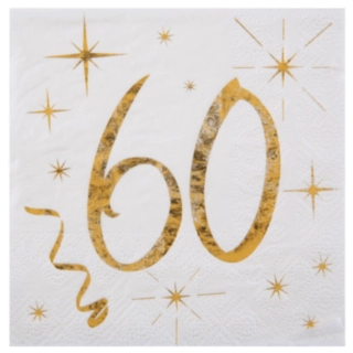 60 Års Servietter Guld