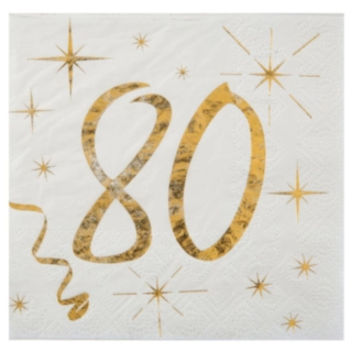 80 Års Servietter Guld
