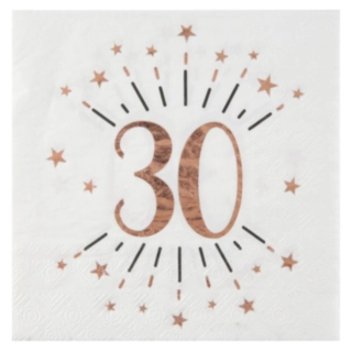 30 Års Konfetti Servietter Rosaguld