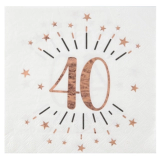 40 Års Konfetti Servietter Rosaguld