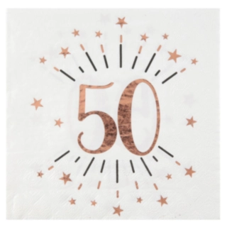 50 Års Konfetti Servietter Rosaguld