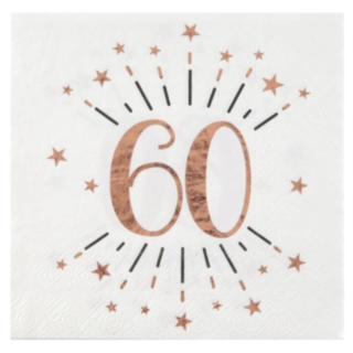 60 Års Konfetti Servietter Rosaguld