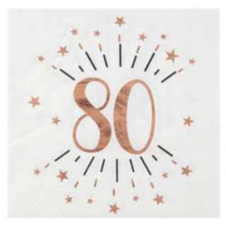 80 Års Konfetti Servietter Rosaguld