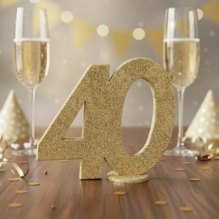 40 Års Bordtal Figur Guld