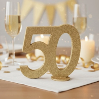 50 Års Bordtal Figur Guld