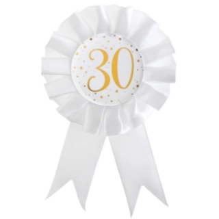 30 Års Rosette Hvid/Guld