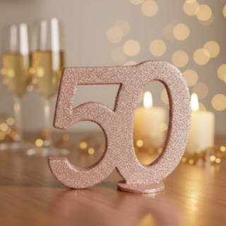50 Års Bordtal Figur Rosaguld