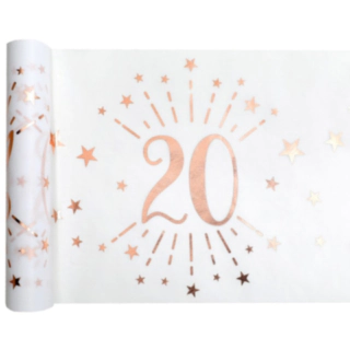 20 Års Bordløber Hvid/Rosaguld