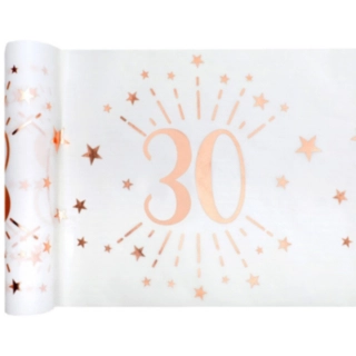 30 Års Bordløber Hvid/Rosaguld