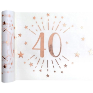 40 Års Bordløber Hvid/Rosaguld