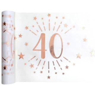 40 Års Bordløber Hvid/Rosaguld