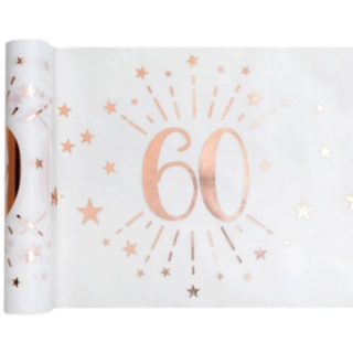 60 Års Bordløber Hvid/Rosaguld