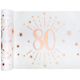 80 Års Bordløber Hvid/Rosaguld