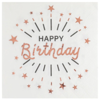 Happy Birthday Servietter Rosaguld