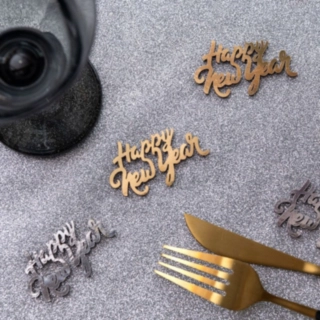 Happy New Year Træ Konfetti Sølv/Guld