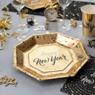 Happy New Year Paptallerkener Guld
