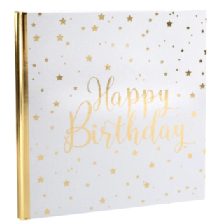 Happy Birthday Gæstebog Guld