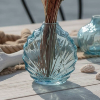 Musling Vase Lyseblå