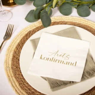 Årets Konfirmand Servietter Hvid/Guld