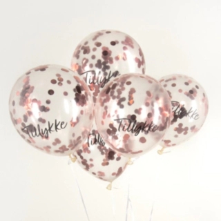 Tillykke Konfetti Balloner Rosaguld