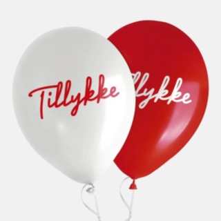 Tillykke Balloner Rød/Hvid