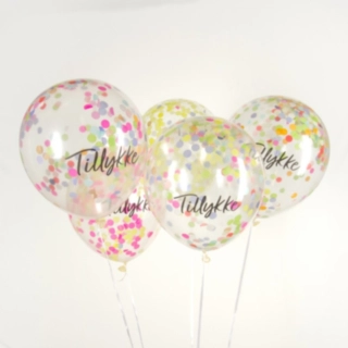 Tillykke Konfetti Balloner Multifarvet