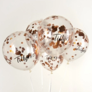 Tillykke Konfetti Balloner Kobber