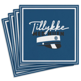 Tillykke Med Huen Servietter Blå