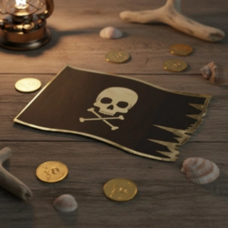 Piratflag Servietter Sort/Guld