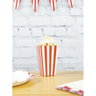 Stribet Popcornbægre Rød/Hvid